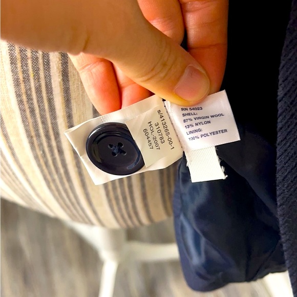 Gap Navy Blue Button Up Flare Sleeve Tie Waist Coat Blazer XS 0 - Picture 5 of 5